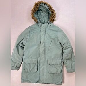 Swiss Tech Girls Youth Large 10/12 Jacket Green Goddess Parka Faux Fur Hood